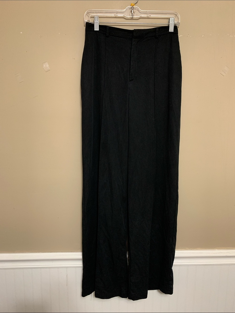 Reformation Women Black Malia Mid Rise Wide Leg Pleated Trouser Pants Size 2